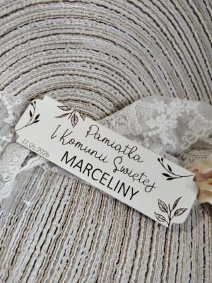 Tabliczka na I Komunię Świętą z HDF 12cm x 3,5cm 35 znaków H465