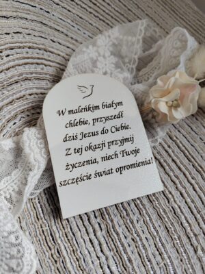 Tabliczka na I Komunię Świętą z HDF 7,5cm x 5,5cm H467