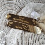 Tabliczka złota do makramy 9cm x 2cm PL48