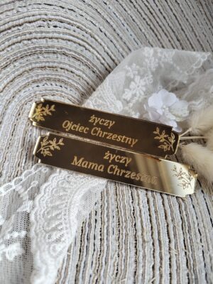 Tabliczka złota do makramy 9cm x 2cm PL48