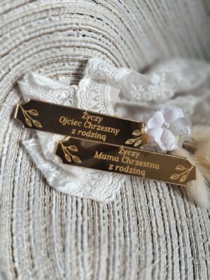 Tabliczka złota do makramy 9,5cm x 2cm PL49