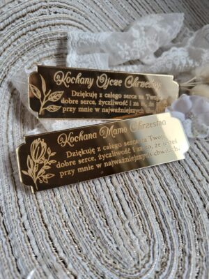 Tabliczka złota do makramy 9,5cm x 3cm PL50