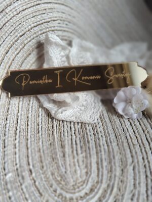 Tabliczka złota do makramy 14cm x 2,5cm PL51