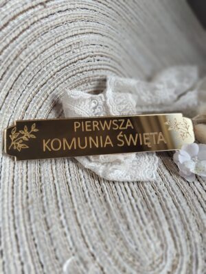 Tabliczka złota do makramy 14cm x 3cm PL52