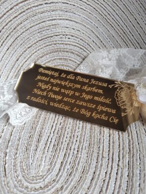 Tabliczka złota do makramy 14cm x 5cm PL57