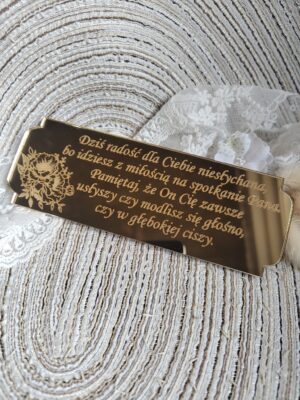 Tabliczka złota do makramy 13cm x 5cm PL58