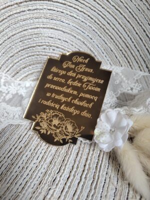 Tabliczka złota do makramy 9cm x 6,5cm PL59