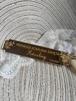 Tabliczka złota do makramy 14cm x 3cm  35 znaków PL60