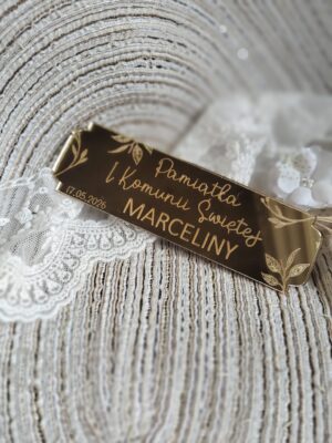 Tabliczka złota do makramy 12cm x 3,5cm  35 znaków PL61