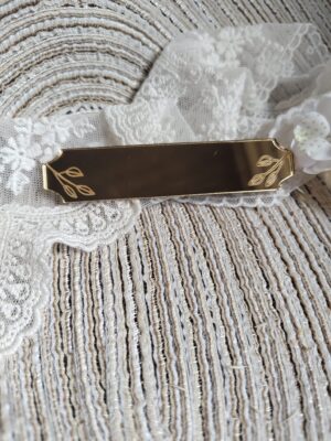 Tabliczka złota do makramy 9cm x 2cm  35 znaków PL64