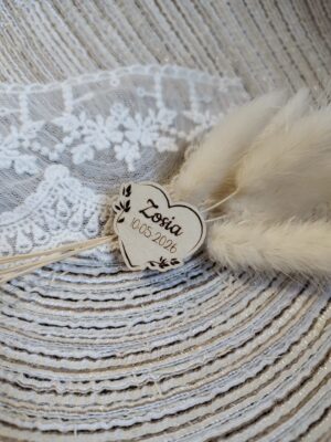 Serduszko personalizowane ze sklejki 3cm  35 znaków N949