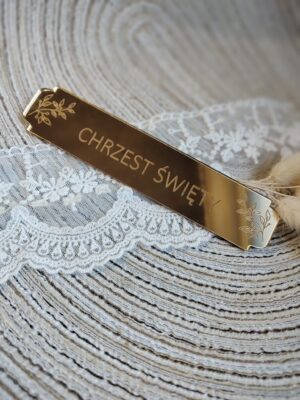 Tabliczka złota do makramy 14cm x 3cm PL65