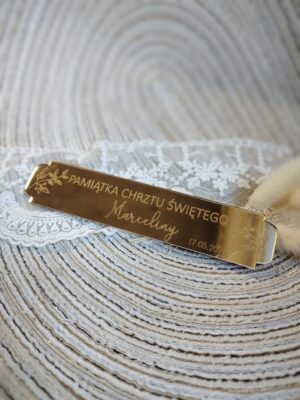 Tabliczka złota do makramy 14cm x 3cm  35 znaków PL67