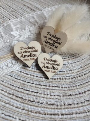 Serduszko personalizowane ze sklejki 3cm  35 znaków N950