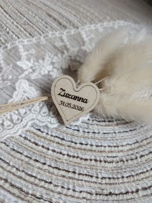 Serduszko personalizowane ze sklejki 3cm  35 znaków N952