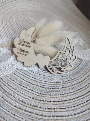 Skrzydełka podziękowanie ze sklejki 10cm x 6cm  35 znaków N953