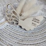 Skrzydełka podziękowanie ze sklejki 8,5cm x 4,5cm  35 znaków N954