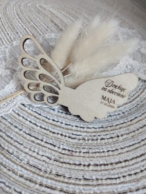 Skrzydełka podziękowanie ze sklejki 8,5cm x 4,5cm  35 znaków N954