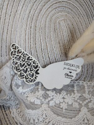 Skrzydełka podziękowanie na I Komunię Świętą z HDF 11cm x 5,5cm 35 znaków H471