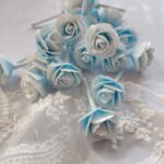 Kwiat z foamiranu pączek róży niebieski 2cm MZ19