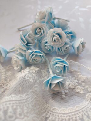 Kwiat z foamiranu pączek róży niebieski 2cm MZ19