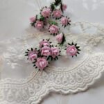 Kwiat z foamiranu premium różyczka różowe 1cm 5szt MZ21