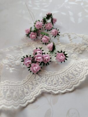 Kwiat z foamiranu premium różyczka różowe 1cm 5szt MZ21