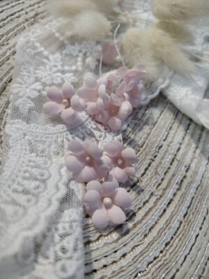 Kwiaty mini z tkaniny 5szt jasny róż 1,5cm K97