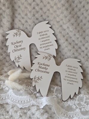 Skrzydła do aniołka z makramy podziękowanie z HDF 13cm x 11cm H491