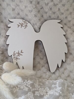 Personalizowane skrzydełka do aniołka z makramy z HDF 13cm x 11cm H492 200 znaków