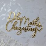 Złoty napis z plexi toper 10cm x 6cm PL81