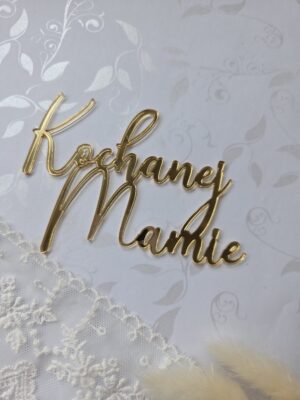 Złoty napis z plexi toper 10cm x 6cm PL82