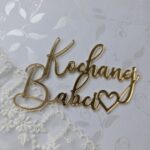 Złoty napis z plexi toper 10cm x 6cm PL80