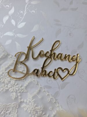 Złoty napis z plexi toper 10cm x 6cm PL80