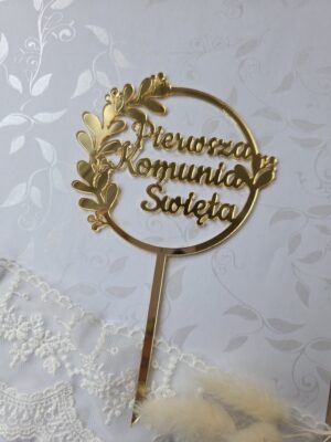 Toper złoty do tortu lub boxu 10cm x 16cm PL73