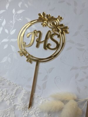 Toper złoty do tortu lub boxu 10cm x 16cm PL76