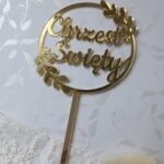 Toper złoty do tortu lub boxu 10cm x 16cm PL78