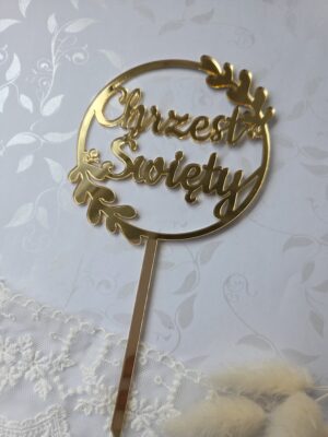 Toper złoty do tortu lub boxu 10cm x 16cm PL78