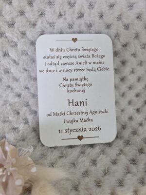 Personalizowana tabliczka na Chrzest z HDF 10cm x 7cm H517 70 znaków