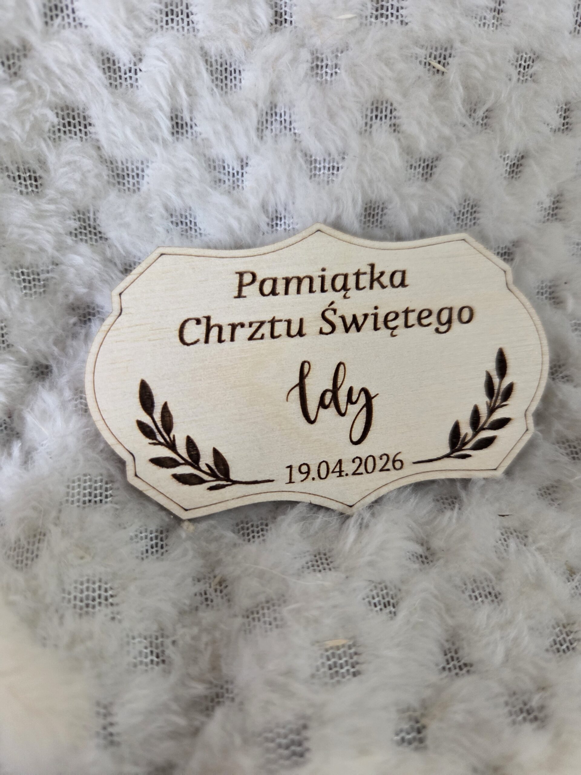 Napis na Chrzest Święty ze sklejki 9cm x 4,5cm N972 35 znaków