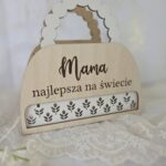 Drewniana Torebka na Kwiaty na Dzień Mamy 15cm x 15cm H526