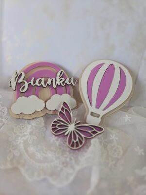 Zestaw do Metryczki 3D – Imię, Balon, Motylek, Tęcza – Komplet Dekorów KPL10