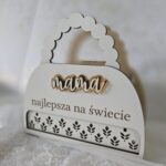 Drewniana Torebka na Kwiaty na Dzień Mamy 15cm x 15cm H527