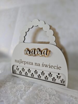 Drewniana Torebka na Kwiaty na Dzień Mamy 15cm x 15cm H527
