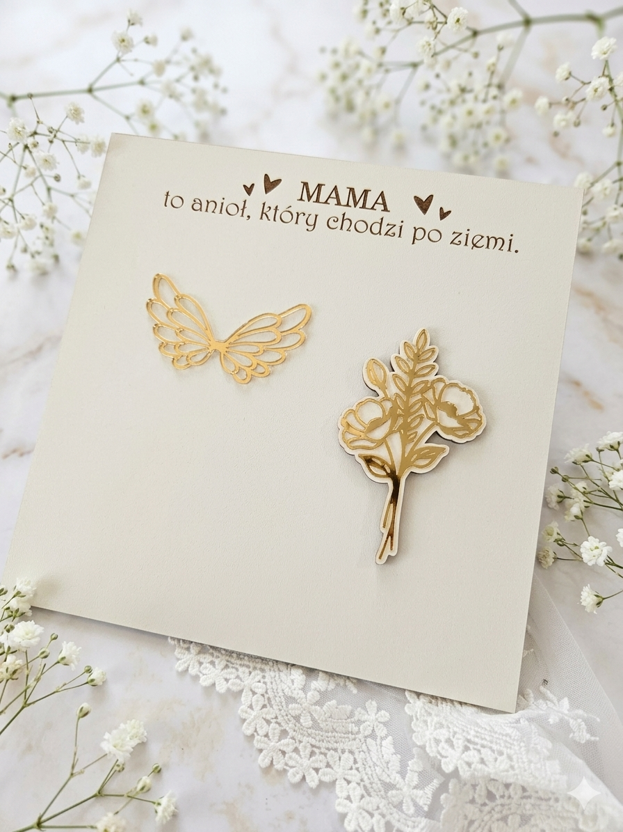 Baza tło do ramki na Dzień Mamy – Biały HDF grawerowany 25x25 cm / 23x23 cm HT22