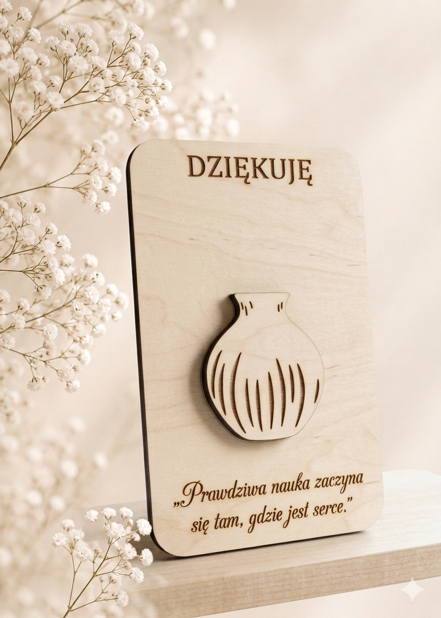 Podziękowanie dla Nauczyciela baza na kwiaty 10x6cm – Sklejka do makramy N1007