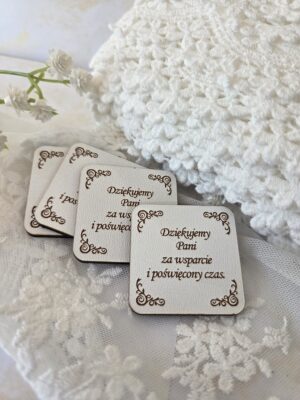 Tabliczka z podziękowaniami dla Nauczyciela 4x4cm – Biały HDF grawerowany do makramy H542