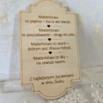 Drewniana tabliczka ślubna grawerowana ze sklejki 12x7cm N1023