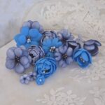 Kwiatki z Foamiranu do Makramy i Ramek 0,5-2,5cm niebieski - Zestaw 15 szt. Poludniowa.com.pl ZK18