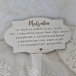 Tabliczka ślubna z białego HDF grawer 12x6,5cm H551